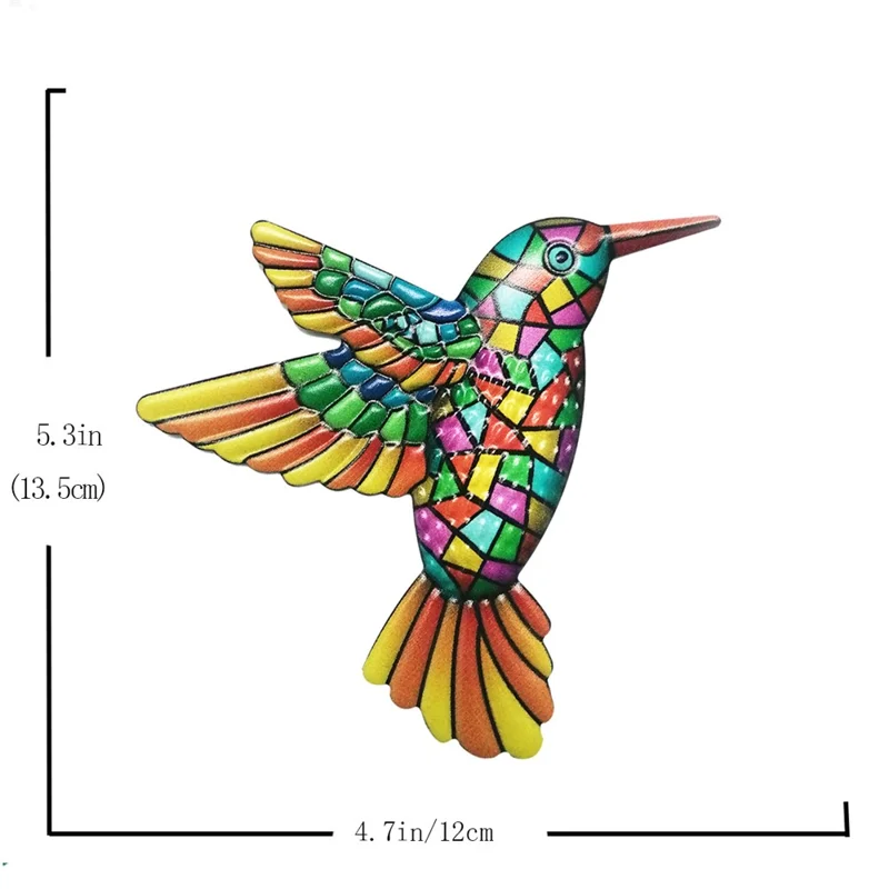 YY220119 12x13.5cm Wall Art Hanging Decoration Home Garden Bright Color Iron Bird Wall Decor - Orange