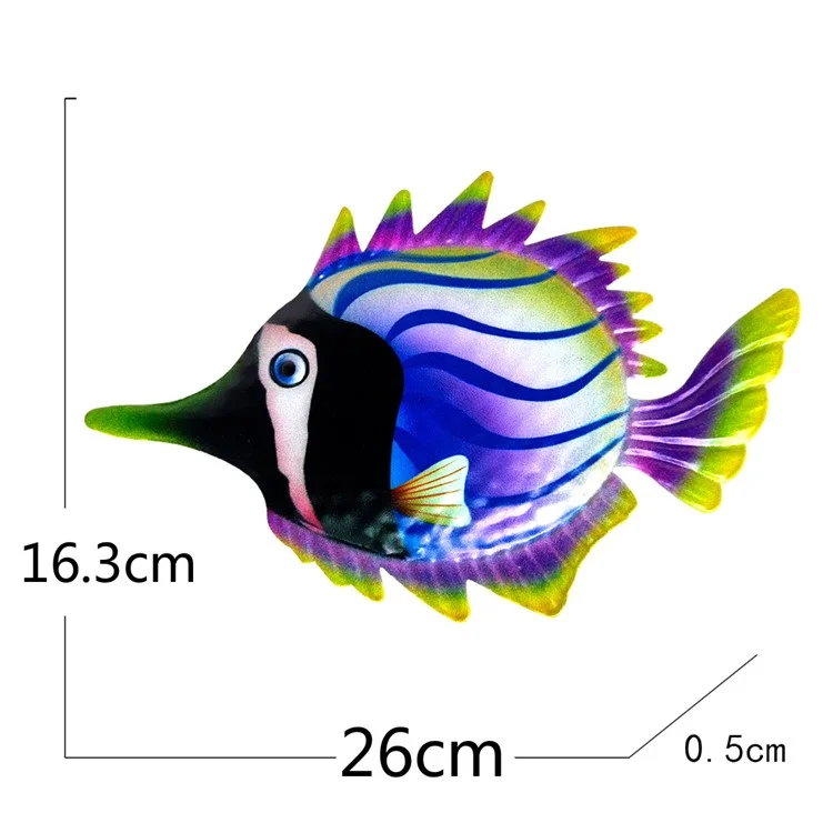 YZ106 26x16,3x0,5cm eiserner Fisch Dekor für Hauswand, Poolwand, Wandkunst zum Aufhängen - Lila