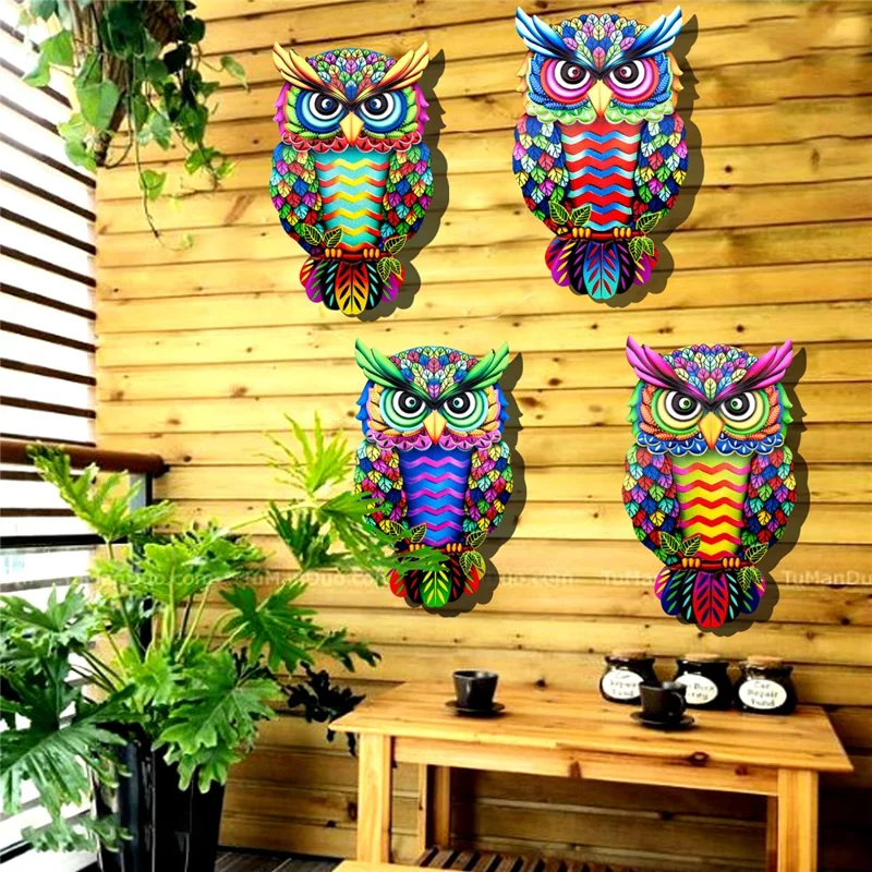YY0304 26x16x1cm Owl Shape Garden Hanging Decoration Iron Home Wall Art Decor, Size M - 4