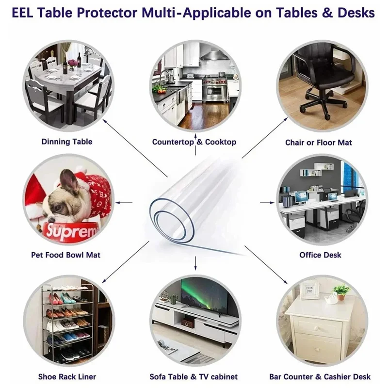 60x120cm Clear PVC Desk Protector Mat Pad 1.5mm Thick Waterproof Table Pad