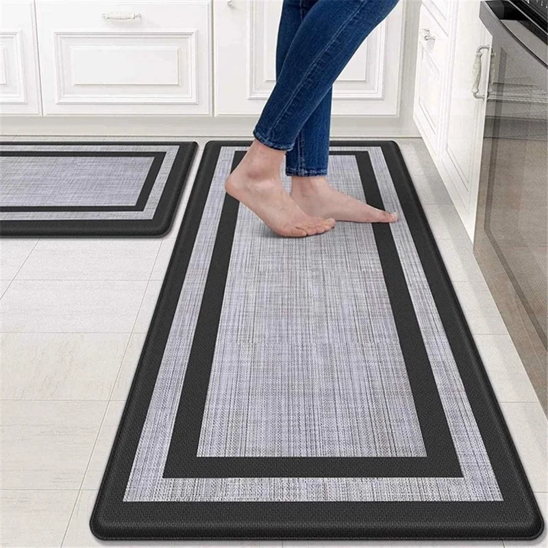 45x150cm PVC Carpet for Kitchen Bathroom Entryway Balcony Non-Slip Floor Mat - Black