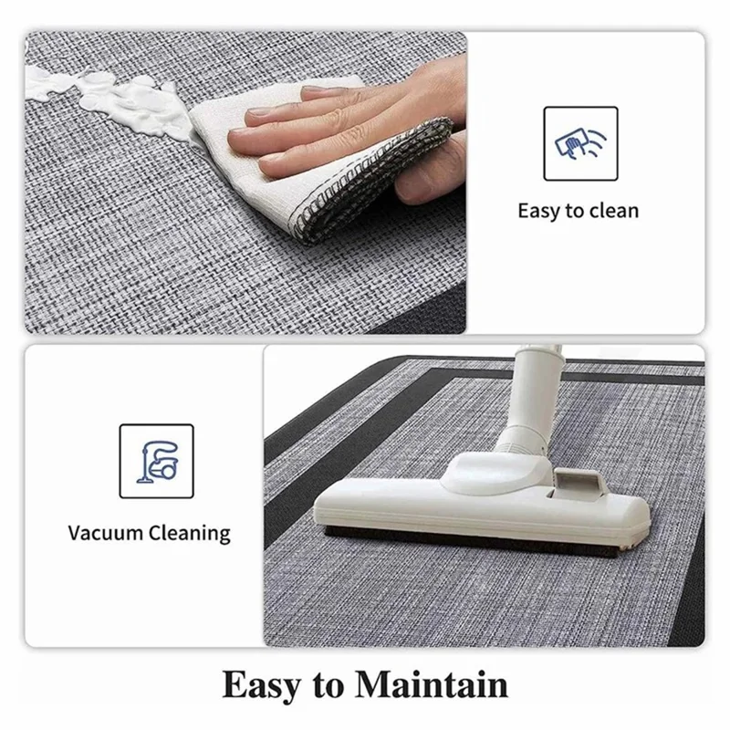 45x150cm PVC Carpet for Kitchen Bathroom Entryway Balcony Non-Slip Floor Mat - Black