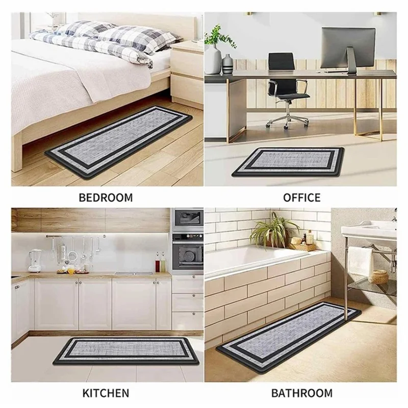 45x150cm PVC Carpet for Kitchen Bathroom Entryway Balcony Non-Slip Floor Mat - Black