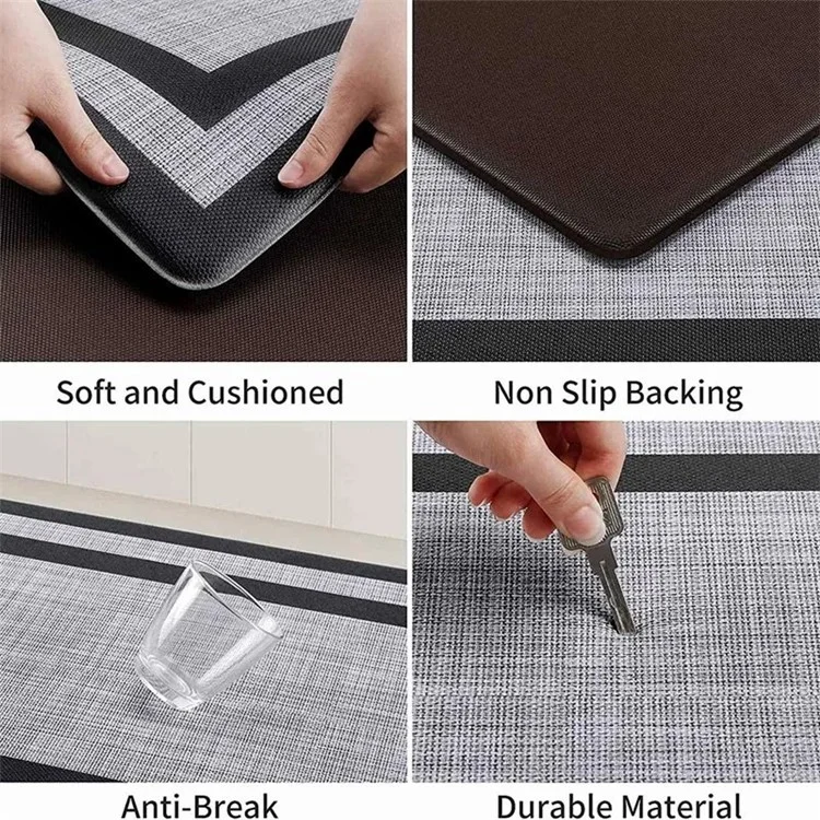 45x75cm PVC Anti-Ermüdungs-Anti-Rutsch-Bodenmatte für Küche, Badezimmer, Schlafzimmer - Schwarz