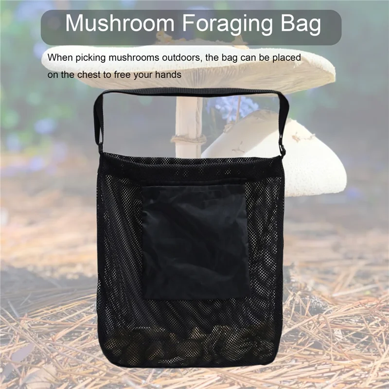 Sac de stockage en toile d'Oxford respirante en maille pour la cueillette de champignons en plein air de 45x42cm - Kaki
