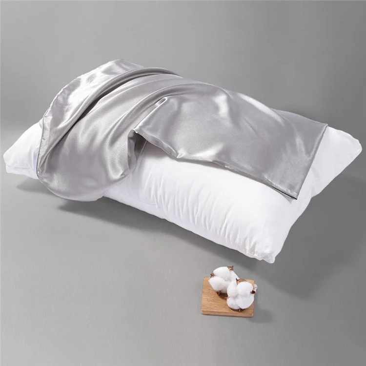 1 Pièce Taie d'oreiller Zippée Biface en Imitation Soie Douce, Taille US Standard (51x66cm) - Gris