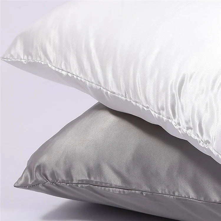 1 Pièce Taie d'oreiller Zippée Biface en Imitation Soie Douce, Taille US Standard (51x66cm) - Gris