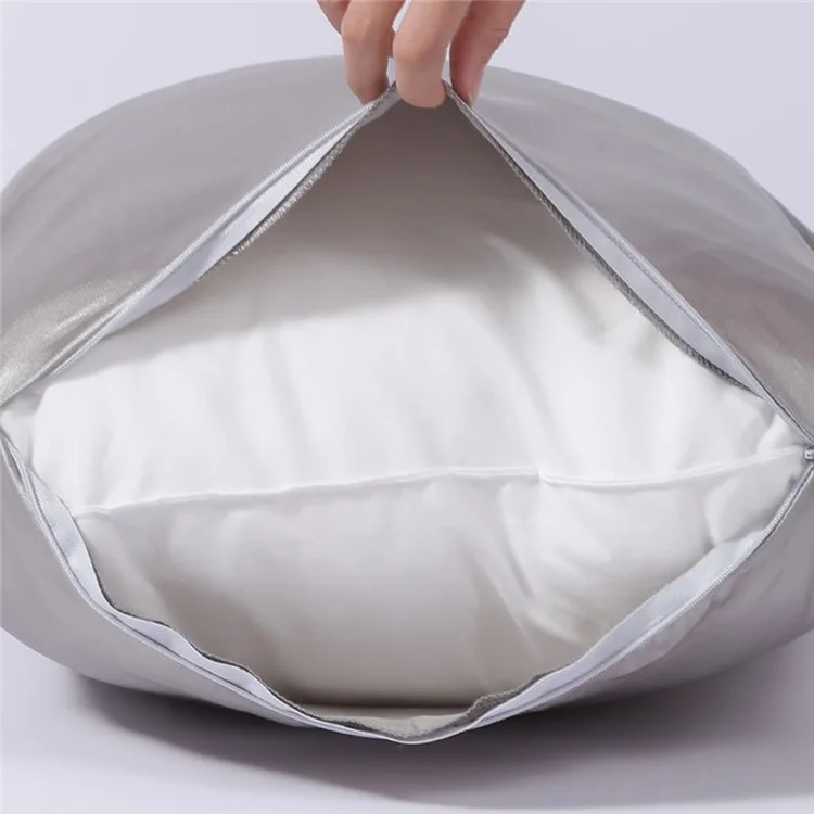 1 Pièce Taie d'oreiller Zippée Biface en Imitation Soie Douce, Taille US Standard (51x66cm) - Gris