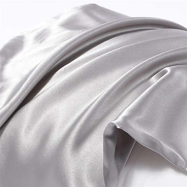 1Pc Double-sided Imitation Silk Pillow Cover Zipper Pillowcase, US-Standard(20x30inch) - Grey