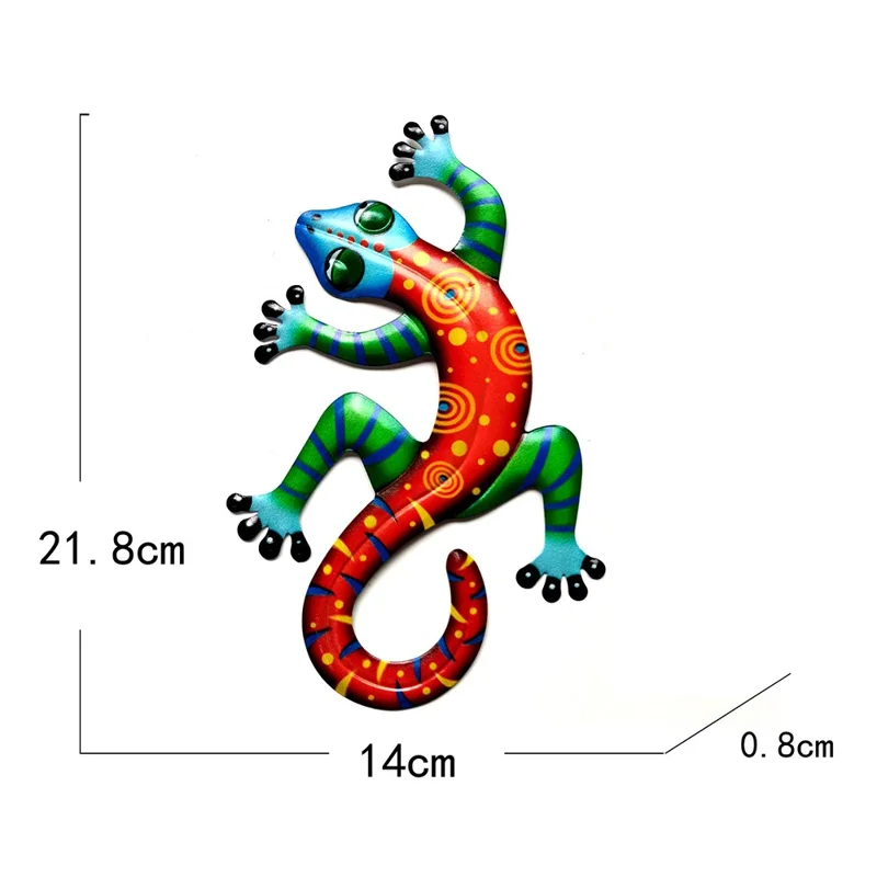 BH063 Color Gecko Iron Art Wall Decor Home Garden Yard Wall Ornament, 14x21.8x0.8cm - Red