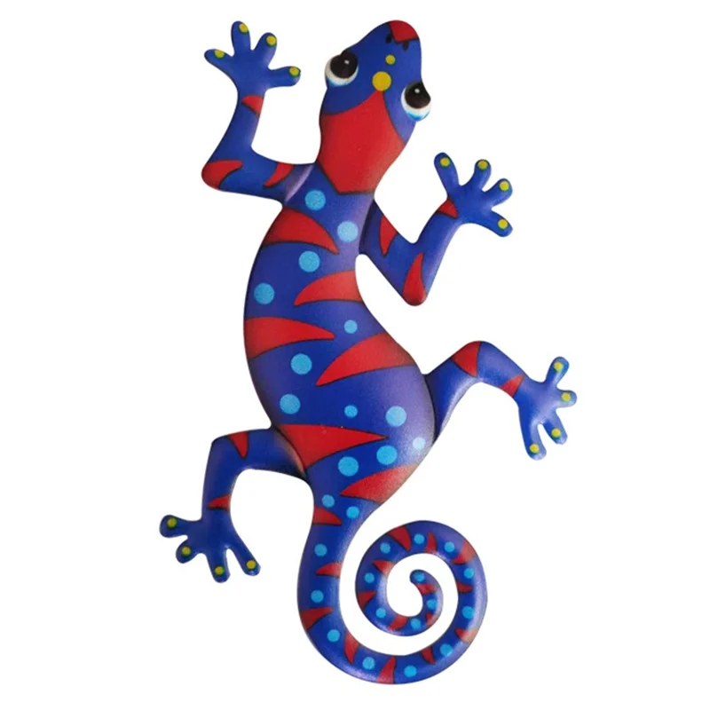 Décoration murale en fer BH043 Color Gecko, art de la maison et du jardin, ornement mural, 13x22cm - Bleu foncé
