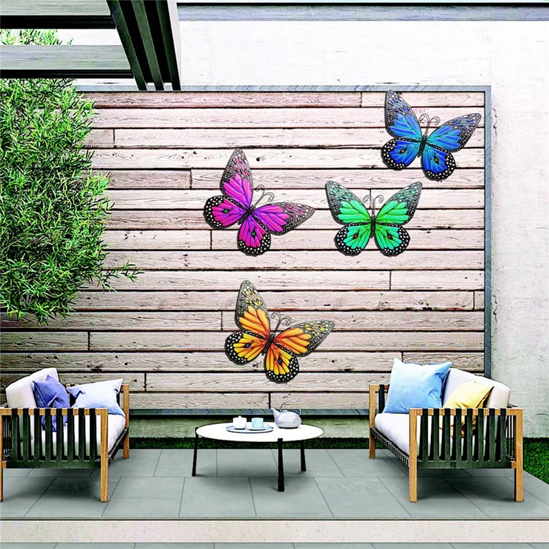 YY2201266 Iron Art Butterfly Wall Decor Garden Yard Home Ornament, 18.5x25cm - Viola