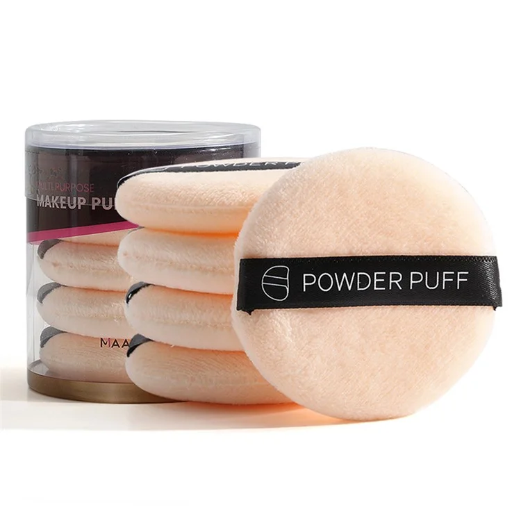 MAANGE 5 tampons de maquillage ronds en flocage réutilisables - Nude