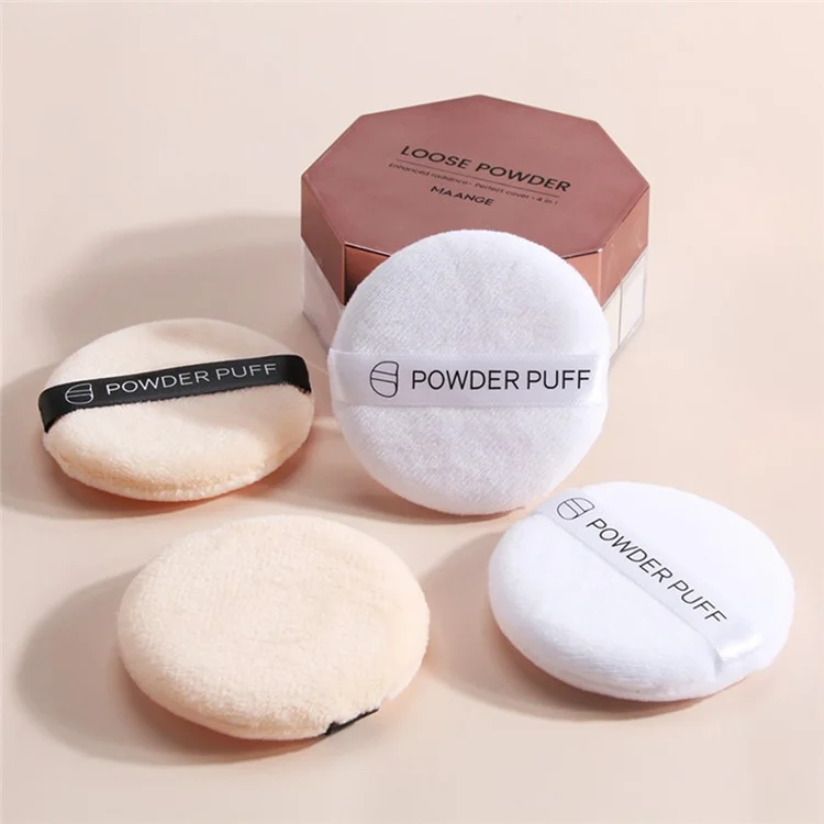 MAANGE 5 tampons de maquillage ronds en flocage réutilisables - Nude