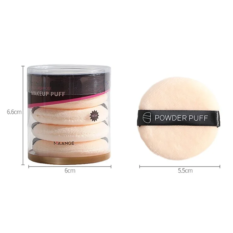 MAANGE 5 tampons de maquillage ronds en flocage réutilisables - Nude