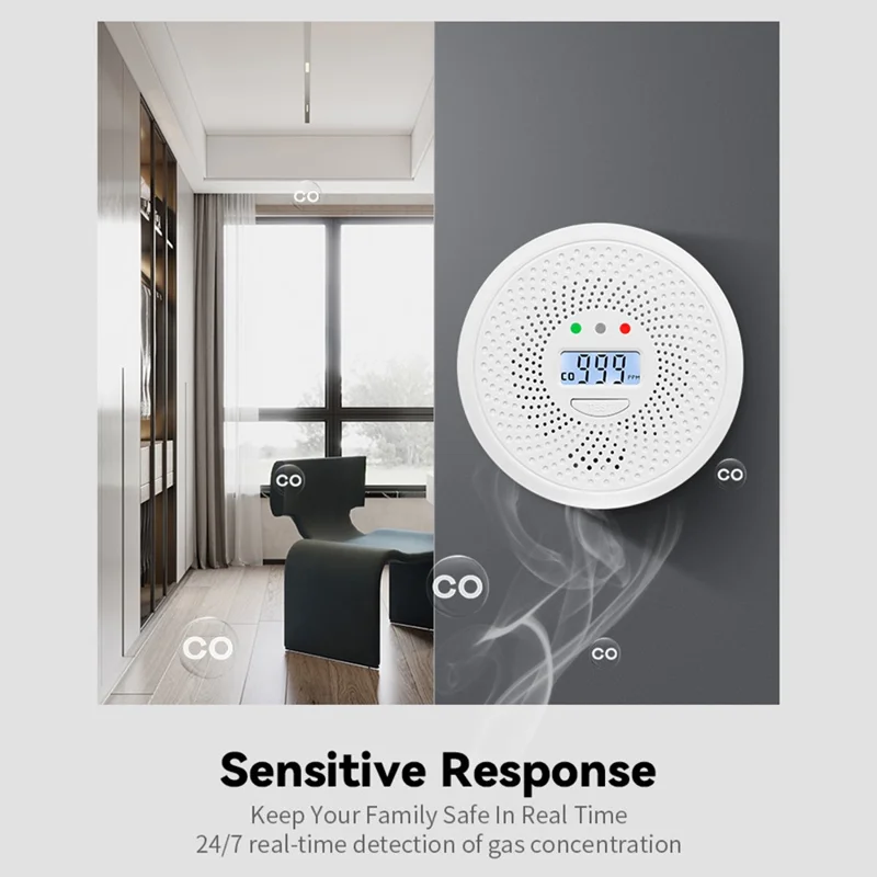XY-C616 Carbon Monoxide Detector LCD Display CO Toxic Gas Detection Alarm