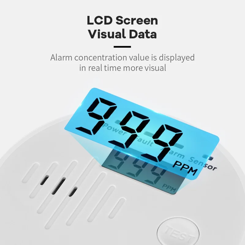 XY-C618 Carbon Monoxide Detector High Decibel Alert Sound CO Toxic Gas Detection Alarm