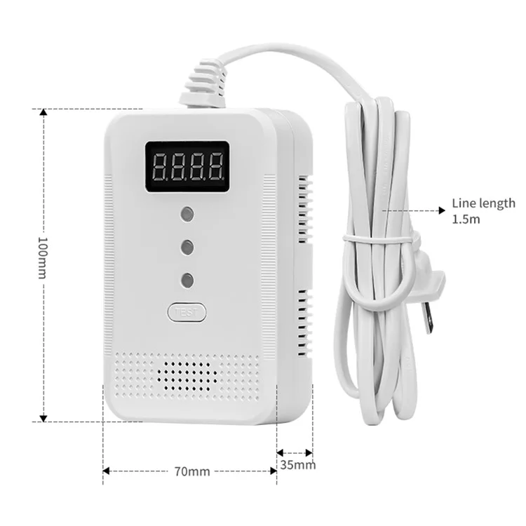 Detector de Gás Natural XY-G805 Alarme de Alto Volume Sensor de Vazamento de Combustível com Saída de Válvula Solenóide - Plugue da UE