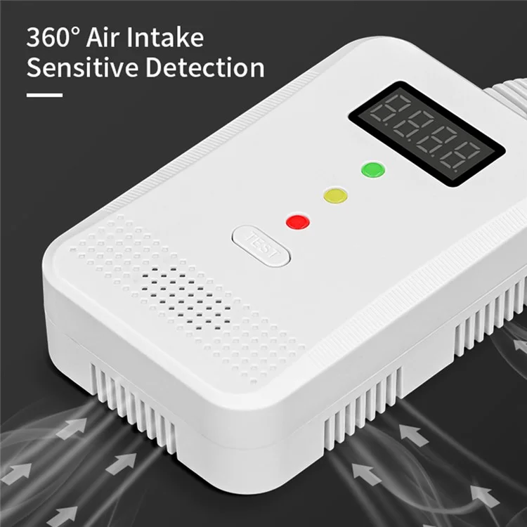 Detector de Gás Natural XY-G805 Alarme de Alto Volume Sensor de Vazamento de Combustível com Saída de Válvula Solenóide - Plugue da UE