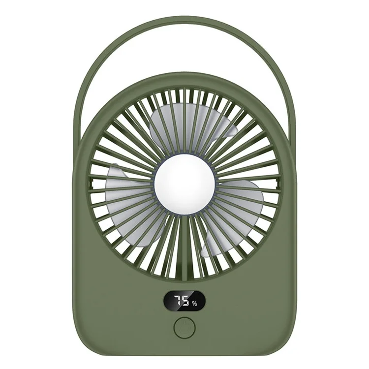 Wiederaufladbarer leiser Ventilator 1-5 Gang Tischventilator im Freien Kleine Camping-Nachtbeleuchtung - Grün