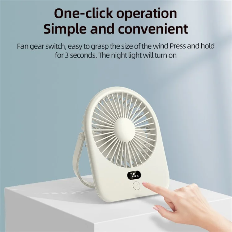 Rechargeable Silent Fan 1-5 Gear Desktop Fan Outdoors Small Camping Night Light - Purple