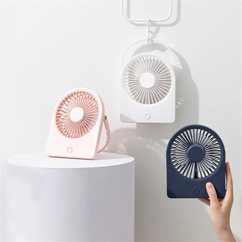 Mini skrivebordsventilator med væghæng, ekstra tynd køleventilator til sommeren - mørkeblå