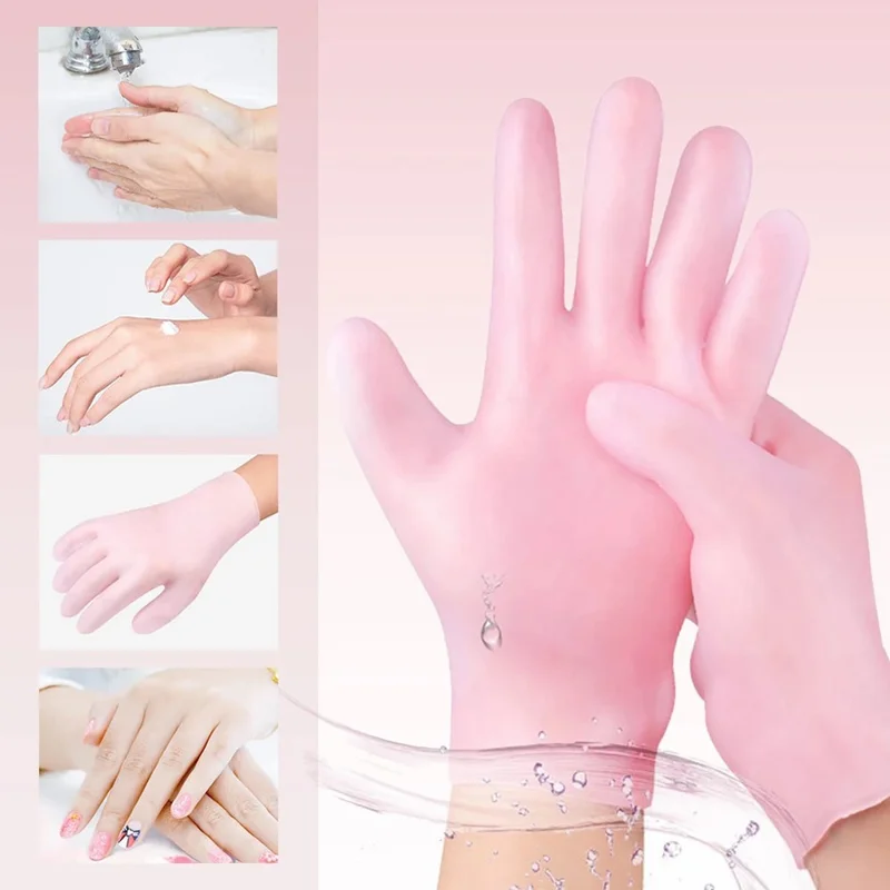 1 Pair Silicone Moisturizing Gloves Hand Spa Hydrating Gloves Skincare Tool - Skin Color