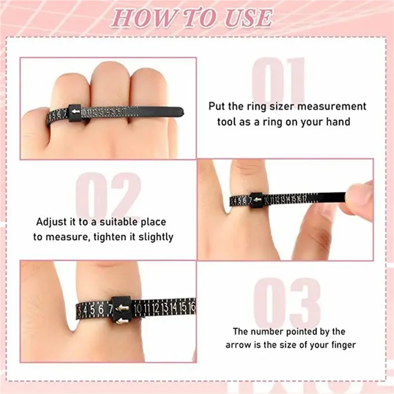 Finger Ring Sizer Measuring Tool 1-17mm Measuring Range for Jewelry Measurement - White