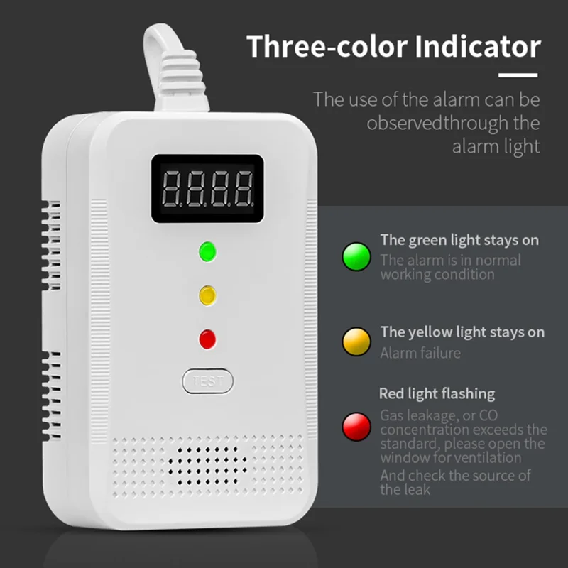 Detector de gas combustible y monóxido de carbono XY-G910COM CH4 CO Detección de gas tóxico Alarma - Enchufe de EE. UU.