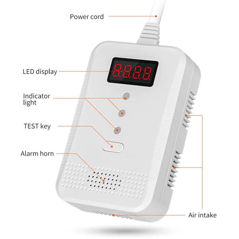 Detector de gas combustible y monóxido de carbono XY-G910COM CH4 CO Detección de gas tóxico Alarma - Enchufe de EE. UU.