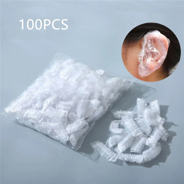 100PCS HDPE Disposable Ear Covers Salon Hair Dye Ear Caps Earmuffs Earflaps