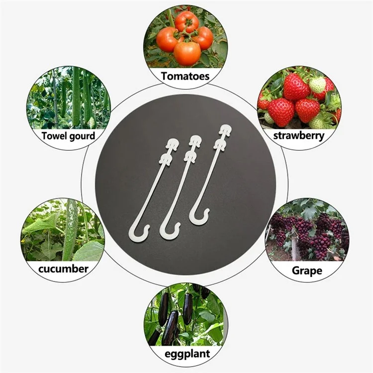 50 pezzi da 13 cm Supporto per piante da orto Garden Vegetable Vine J a forma di gancio Clip di fissaggio per frutti