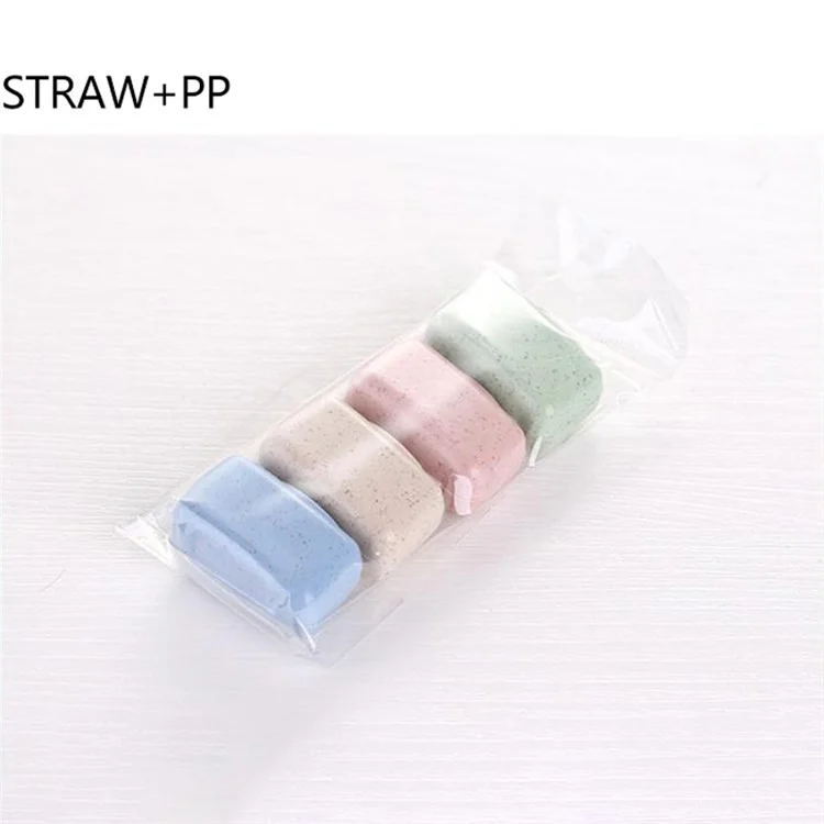 Conjunto de 4 Capas de Proteção para Escovas de Dentes de Viagem, Feitas de Palha de Trigo + PP
