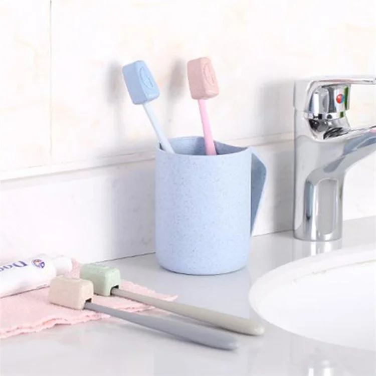 Conjunto de 4 Capas de Proteção para Escovas de Dentes de Viagem, Feitas de Palha de Trigo + PP