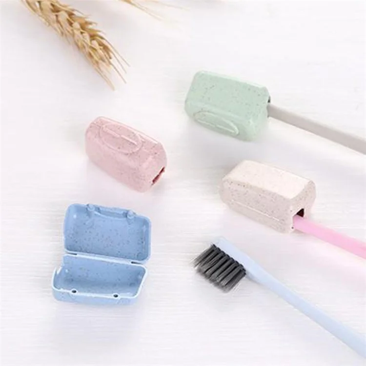 Conjunto de 4 Capas de Proteção para Escovas de Dentes de Viagem, Feitas de Palha de Trigo + PP
