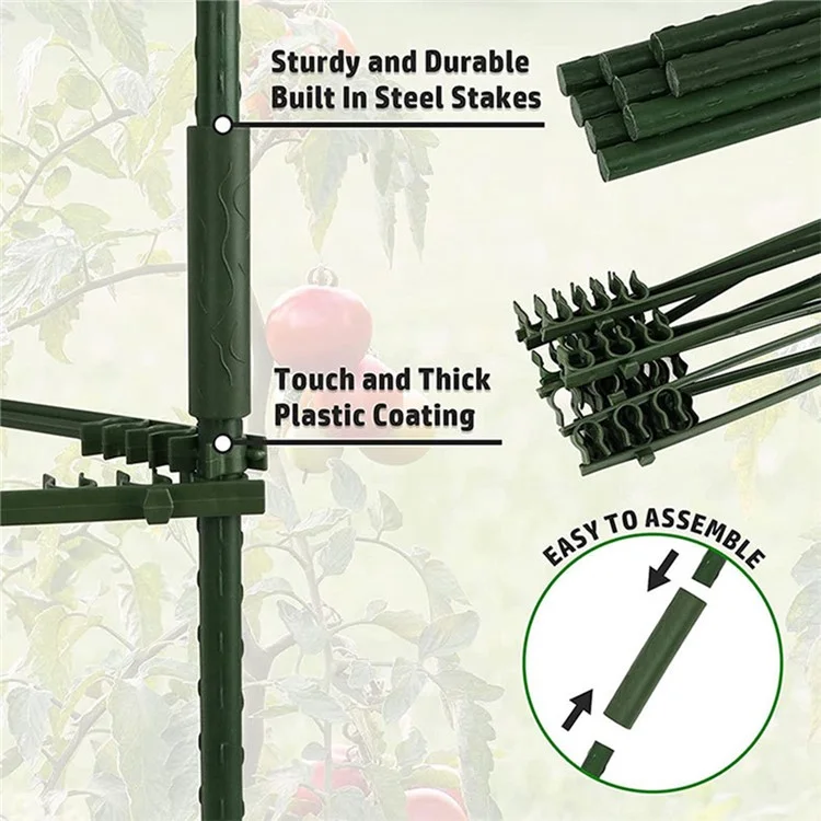 3 pièces / Set 8 mm Cages de plantes de tomates Piquets de jardin Supports de treillis végétaux pour plantes grimpantes verticales