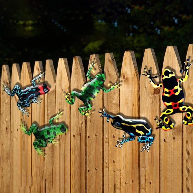 QW1104 Iron Art Frog Wall Hanging Dekor Garten Yard Indoor Outdoor Ornament - Blau