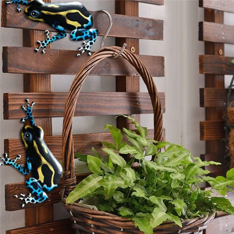 QW1104 Iron Art Frog Wall Hanging Dekor Garten Yard Indoor Outdoor Ornament - Blau