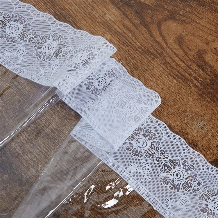 150cm runde, transparente PVC-Tischdecke mit Spitzenrand, ölfest