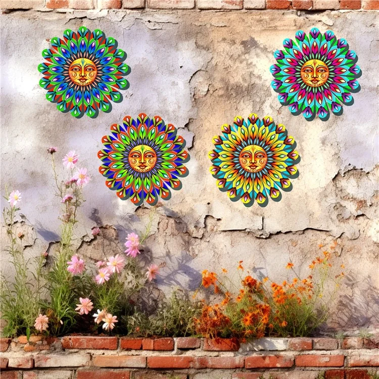 YY1116 Garden Porch Dekoration 27x27cm Heim-Eisen-Dekor Wandkunst Anhänger - Gelb