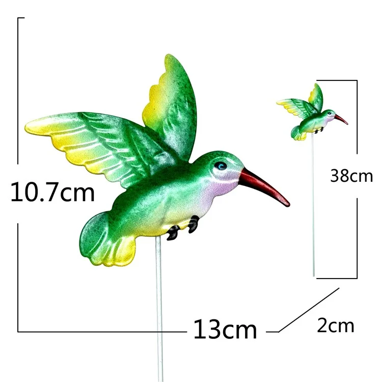 YY0519 10.7x13cm Iron Bird Shape Decor Planter Flower Garden Decoration with Stake Into Soil - Green