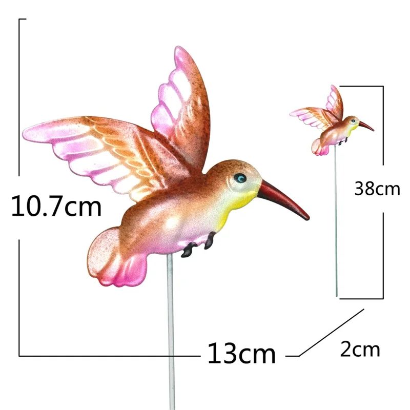 YY0519 10.7x13cm Iron Bird Shape Decor Planter Flower Garden Decoration with Stake into Soil - Orange