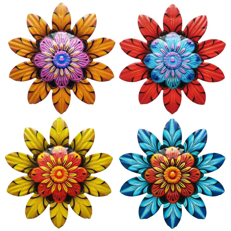 YY361 Iron Art Flower Home Wall Hanging Decor Garden Yard Indoor Outdoor Ornament, 14.7x14.7cm - Azul