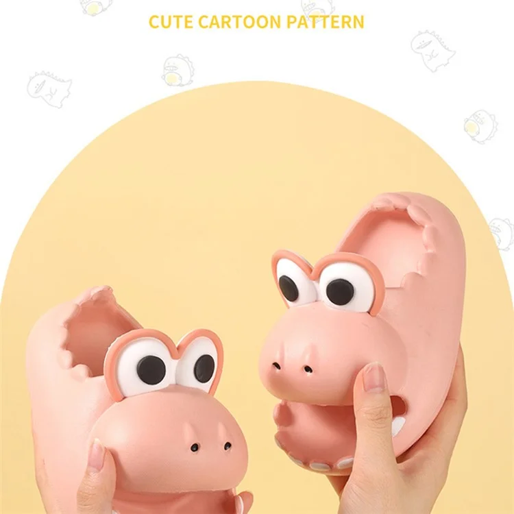1 paire de chaussons dinosaures pour enfants EVA antidérapants à bout ouvert - Forme de bande dessinée - Rose / 15 cm