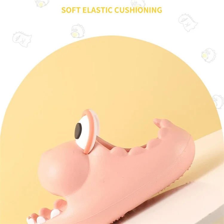 1 paire de chaussons dinosaures pour enfants EVA antidérapants à bout ouvert - Forme de bande dessinée - Rose / 15 cm