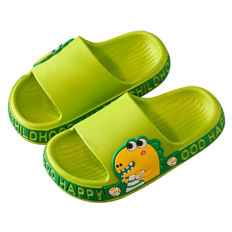 1 paire de chaussons EVA pour enfants, motif dinosaure de bande dessinée, antidérapants, sandales d'été pour garçons et filles - Vert / Taille 24-25 / 16 cm