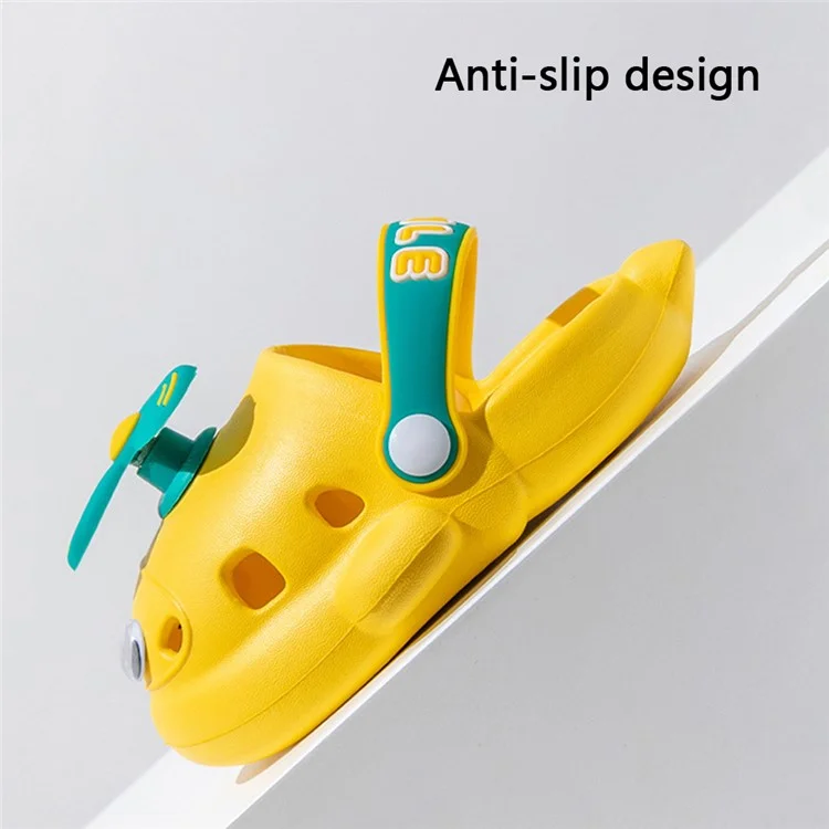 1 paire de chaussures de jardin pour tout-petits garçons et filles - Chaussures d'été mignonnes avec motif avion - Sandales EVA - Jaune / Taille : 20-21