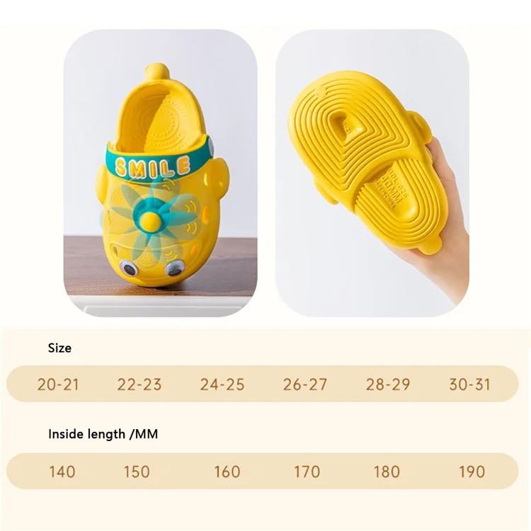 1 paire de chaussures de jardin pour tout-petits garçons et filles - Chaussures d'été mignonnes avec motif avion - Sandales EVA - Jaune / Taille : 20-21