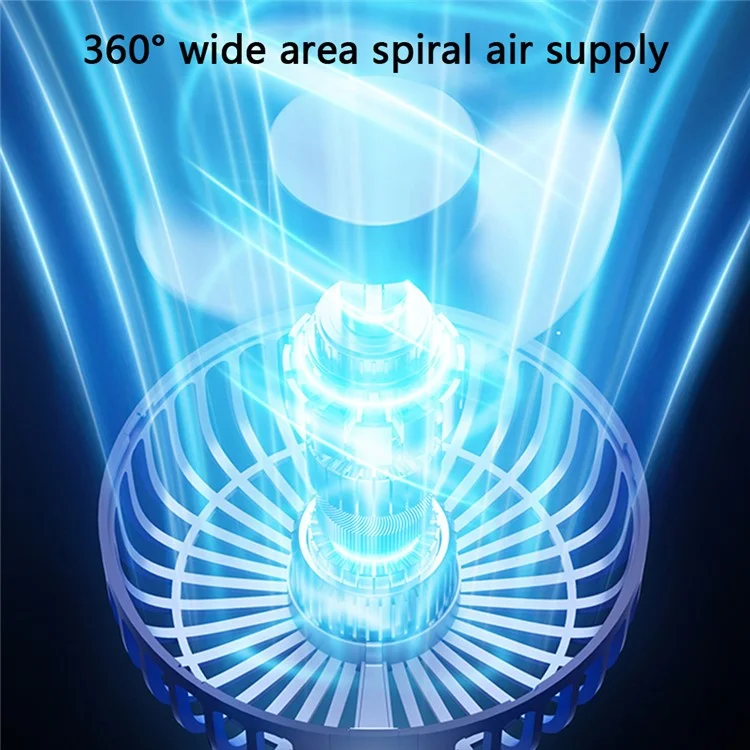 Ventilateur à main puissant avec affichage numérique 1200mAh 5 vitesses Ventilateur de bureau Rechargeable USB Ventilateur de refroidissement - Blanc