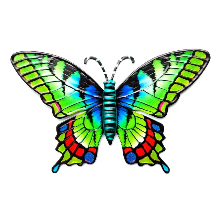 HD617 18.5x0.3x12cm Eisen-Dekoration Haus Garten Schmetterling Form Anhänger Wanddekoration - Grün